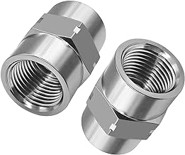 Beduan Stainless Steel Coupling Adapter 1/2" NPT Female x 1/2" NPT Female Hex Coupler Pipe Fitting for Air Water Gas Oil(Pack of 2)