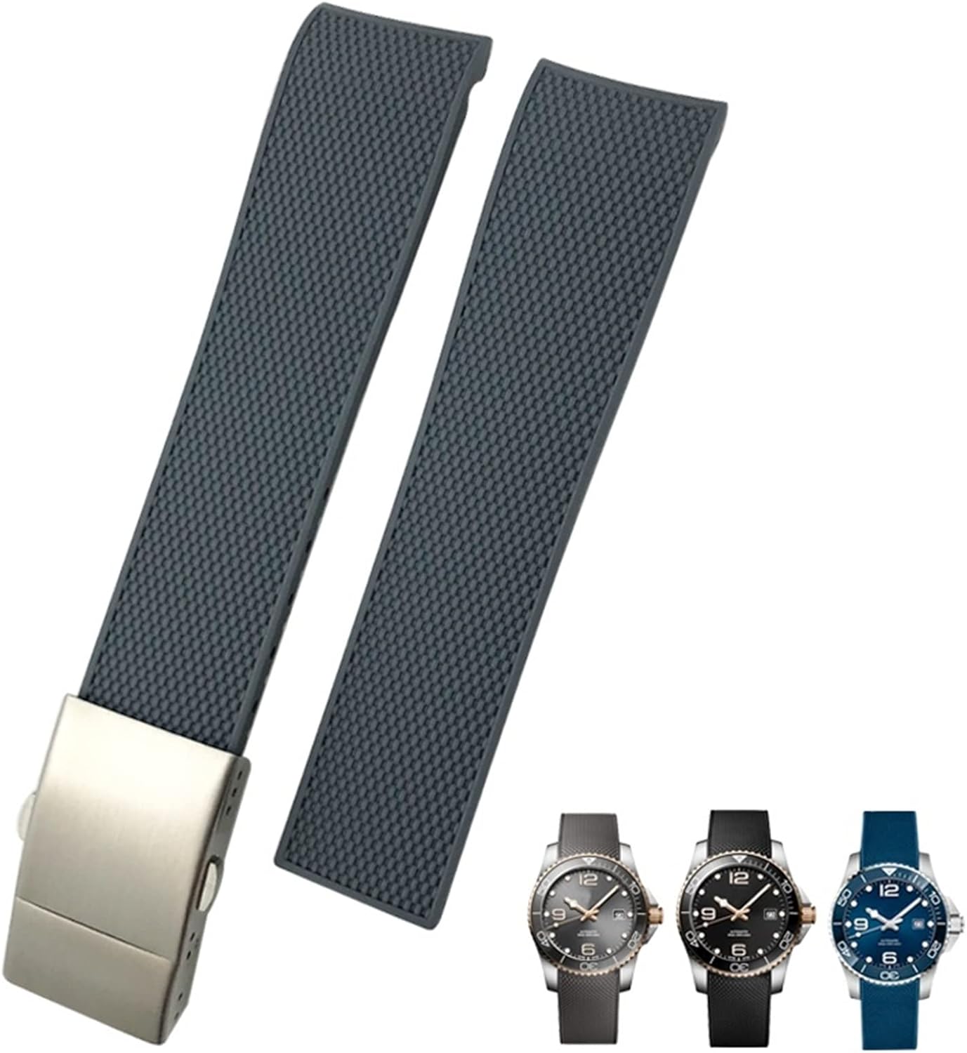 AXPTI 21mm 22mm Curved Rubber Silicone Strap Fit For Longines Hydroconquest L3 MIDO Watch Waterproof Sport Soft Watchbands