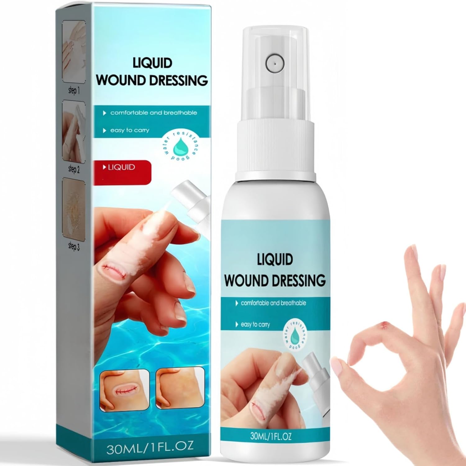Skin Liqui/d Plaster Spray,Liquid Plaster,Waterproof Spray Plasters for Wounds,Waterproof and Breathable Quick-Dry Spray,Transparent Waterproof Spray Wound Stick Protective,Quick-Drying Dressing