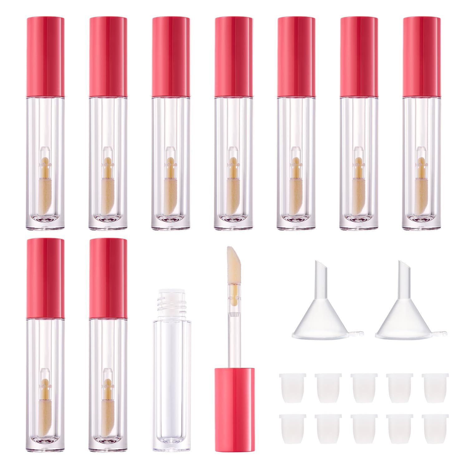10PCS Empty Lip Gloss Tubes with Wand Applicator, 3ml Refillable Lip Gloss Containers, Transparent Lip Gloss Bottles for Women Girls DIY Makeup Homemade Foundation Sample