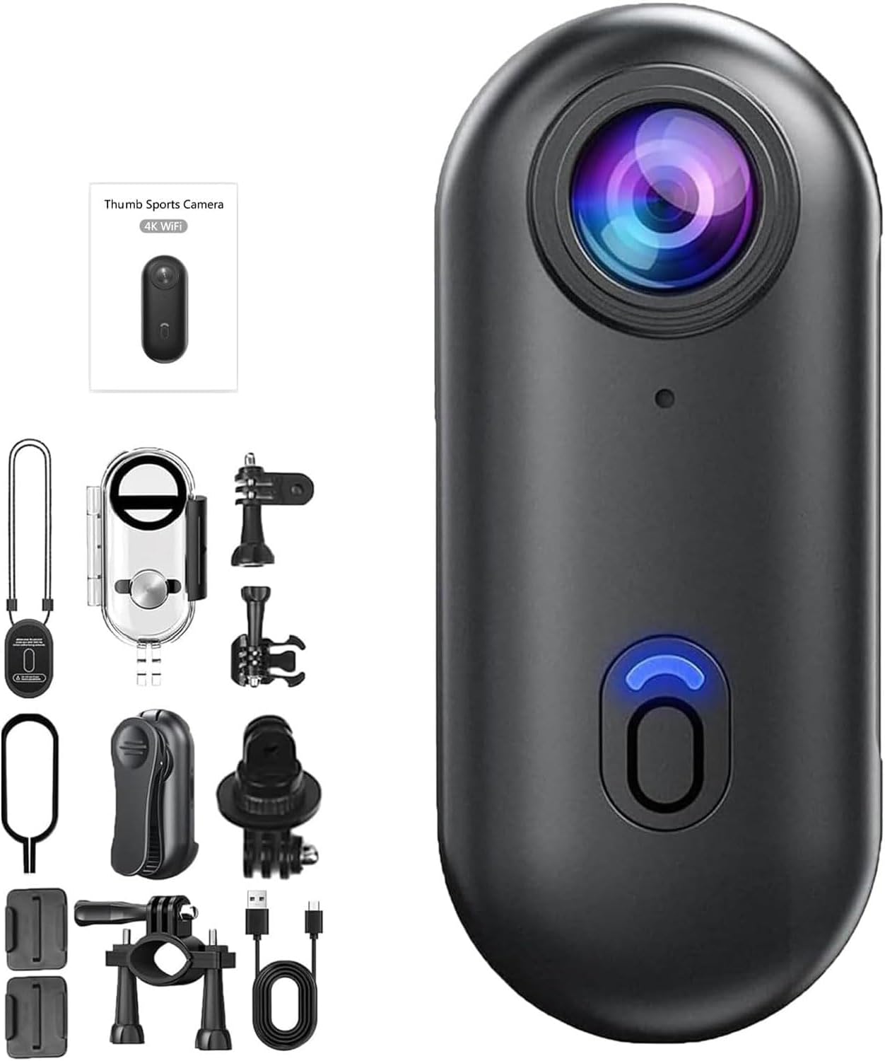 GUSHE Treklon POV Camera, Stallion Frames Body Camera, Mini Thumb Action Cameras, 1080P Wearable Sports Camera with Audio and Video Recording, Waterproof Small Body Cam for Cycling, Diving, Travel
