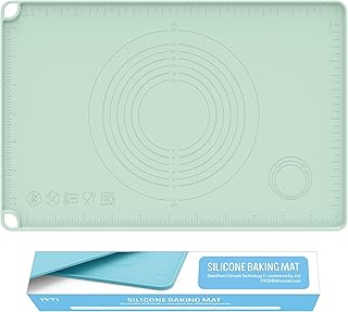 Silicone Baking Mat, Pastry Mat with Measurements, Silicone Mat for Rolling Dough, Non-Stick Baking Sheet, Dough Rolling Mat for Pizza, Pie, Macaron, Bread (Sage Green, XL)