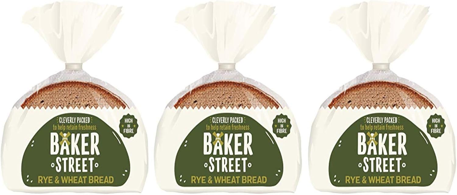 Baker Street Sliced Rye Wheat Bread 500g Pack of 3