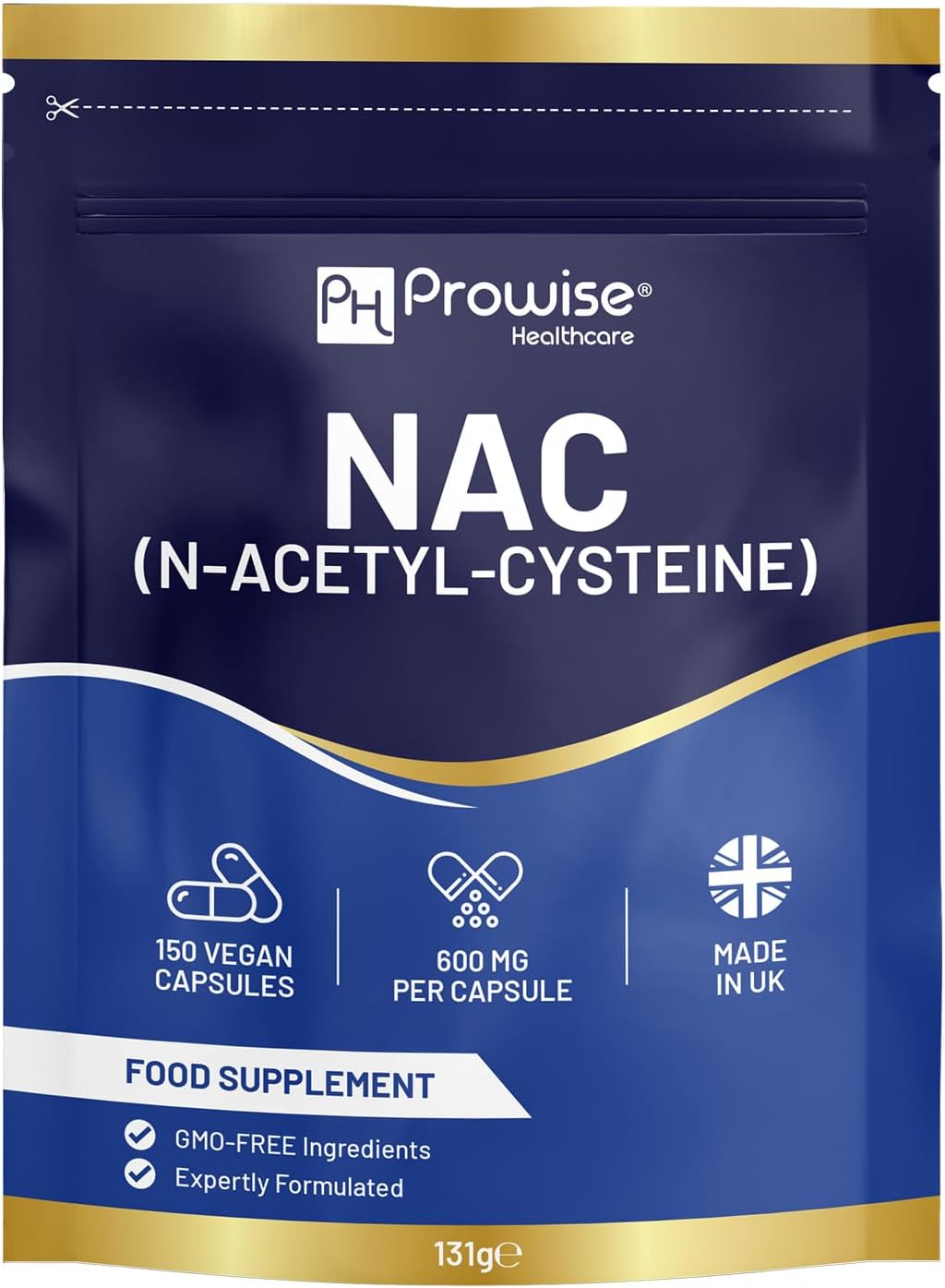 NAC N-Acetyl-Cysteine 600mg | 150 Capsules | Vegan N-Acetyl-Cysteine Nutritional Supplements| 5 Month’s Supply* | Better Bioavailable & Letter Box Friendly | UK Manufactured by Prowise Healthcare