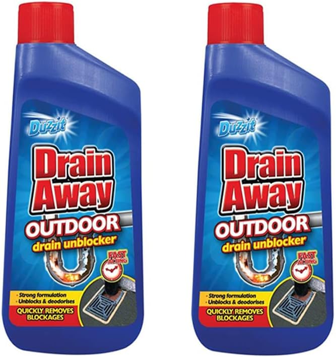 2 x 500ml Outdoor Drain Cleaner Unblocker Fast Acting - Unblocks & Deodorises