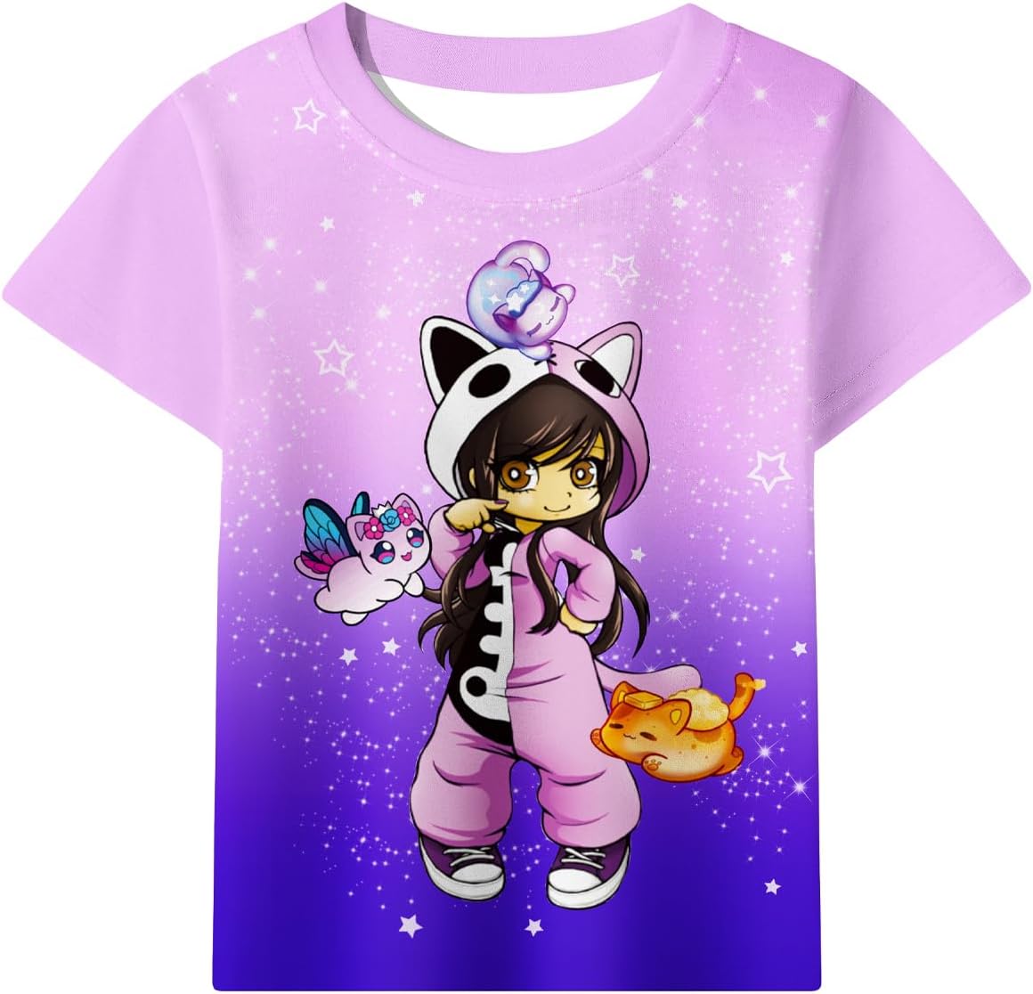 Girls Shirt Cartoon Graphic Tshirt Casual Short Sleeve Clothes