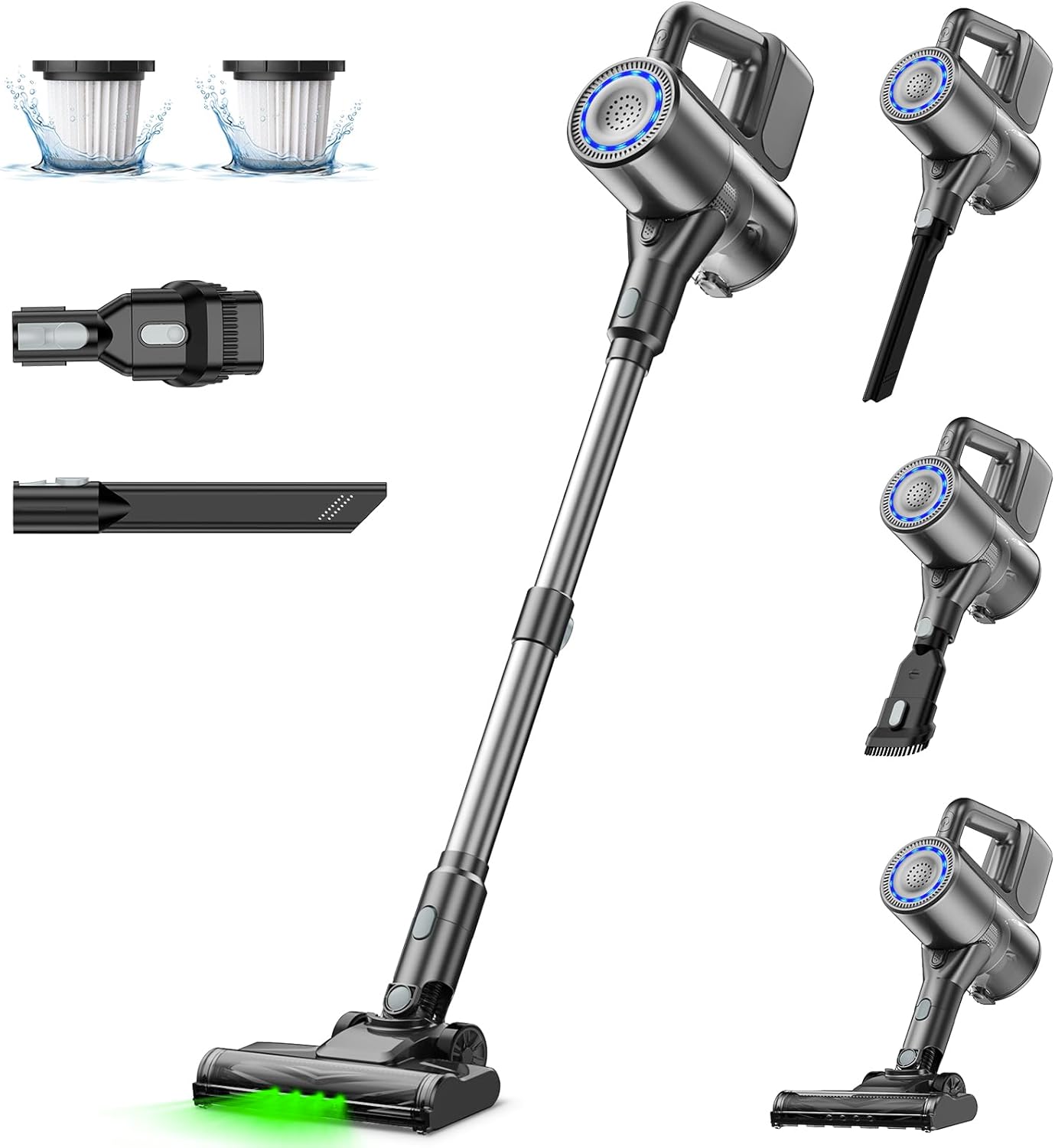 VersLife Cordless Vacuum Cleaner, 40Kpa 40Mins 2-in-1 Stick Vacuum, Lightweight and Versatile, Deep Cleans, Self-Standing, Green LED,Lightweight Vacuums for Hardwood Floor Carpet Car Pet Hair