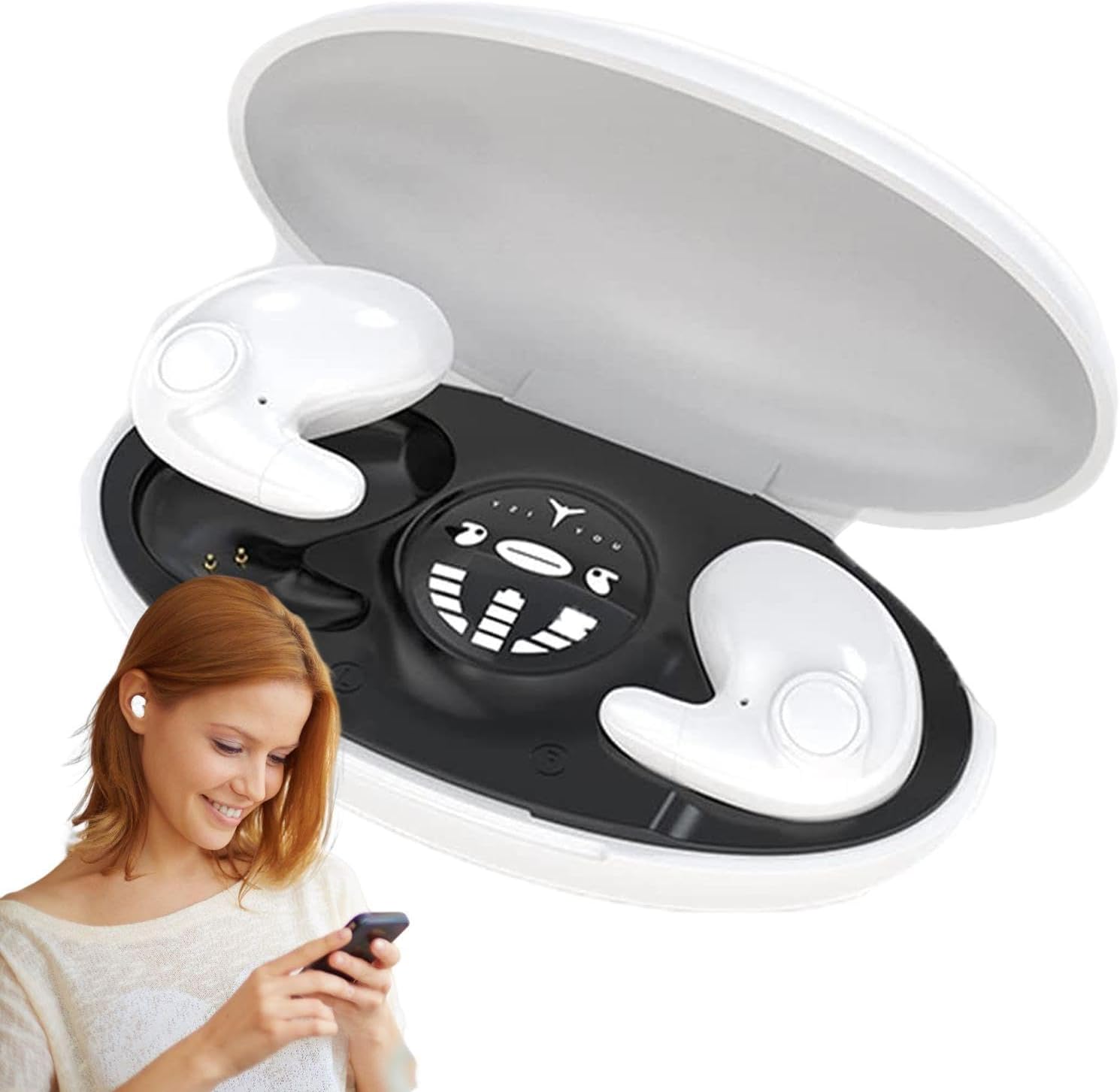 Invisible Sleep Wireless Earphone, Ear Buds Wireless Blue tooth Earbuds, Wireless Flat Earbuds, IPX5 Waterproof Noise Cancelling Sleep Ear Buds for Work Sports, 5.3 Fast Wireless Connection