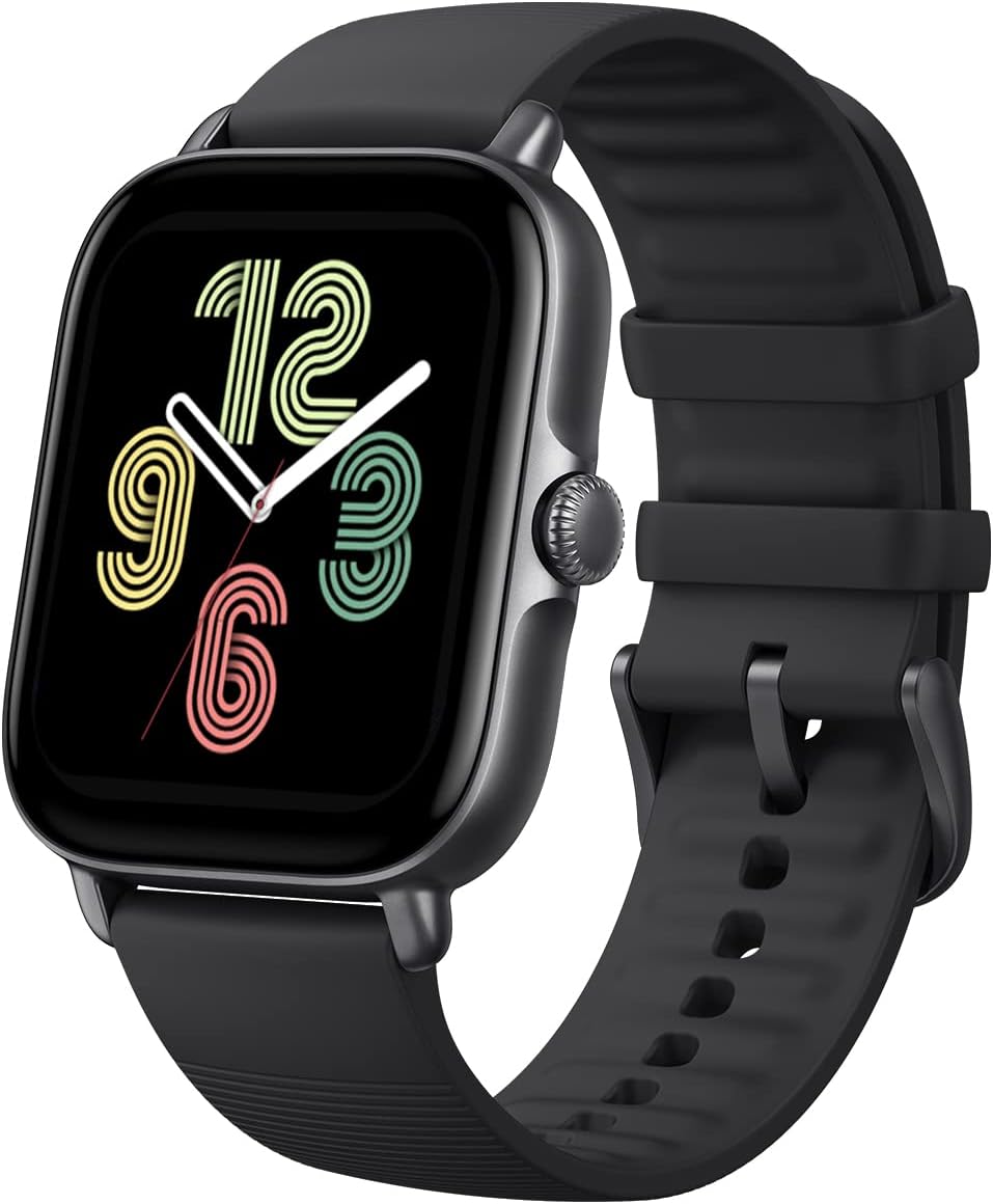 Amazfit GTS 3 42mm Smart Watch Sports watch with 150+ sports modes, GPS, 5 ATM Waterproof, Alexa Built-in, Fitness Watch with Heart Rate, SpO2, Sleep, Stress, Female Cycle Monitoring, Black