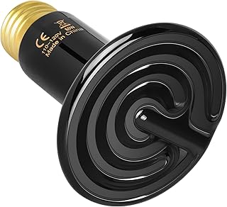 Simple Deluxe Reptile Heat Lamp Bulb Ceramic Heat Emitter 40W/60W/100W/150W/250W, No Light Emitting Brooder Coop Heater for Amphibian Pet & Incubating Chicken Black