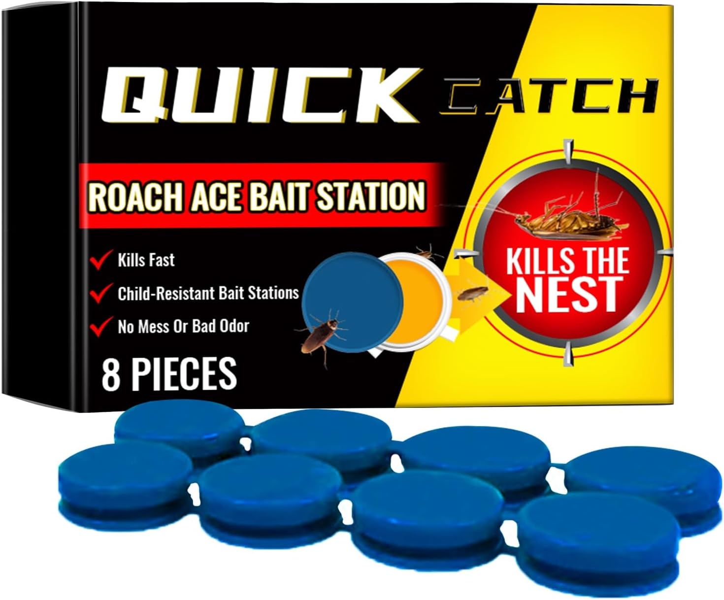 24 Pcs Cockroach Trap Fast Acting Cockroach Bait Suitable for All Cockroachs Species in Kitchen and Home Furnishings