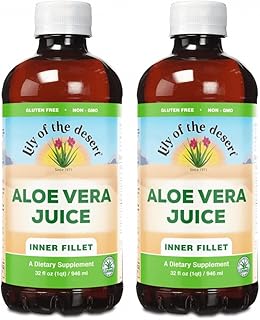 Lily Of The Desert Aloe Vera Juice - Inner Fillet Aloe Vera Drink, Organic Aloe Juice with Natural Vitamins, Digestive Enzymes for Gut Health, Stomach Relief, 32 Fl Oz (Pack of 2)