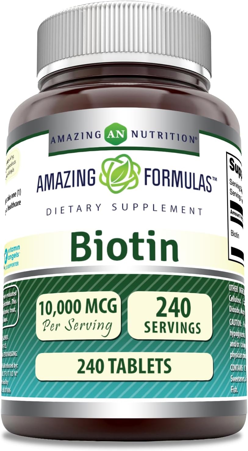Amazing Formulas Biotin (Vitamin B7) Supplement | 10000 Mcg | 240 Tablets | Non-GMO | Gluten-Free | Made in USA