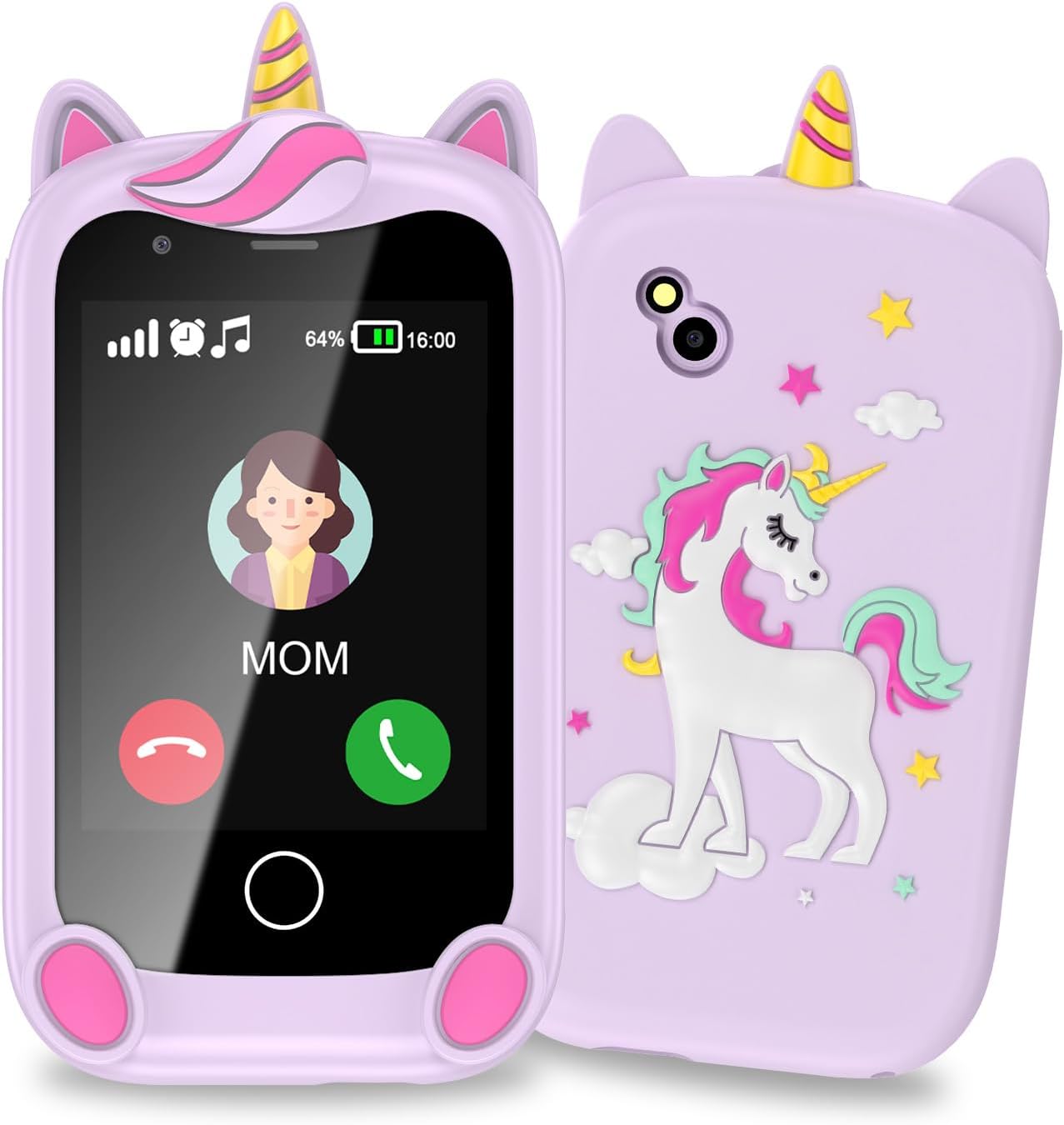 Kids Phone, Smartphone for Boys Girls, Touchscreen Learning Toy for Kids Age 4-12 with Two-way Talk Camera, Game, Music, Alarm, kids mobile phones Christmas Birthday Gifts