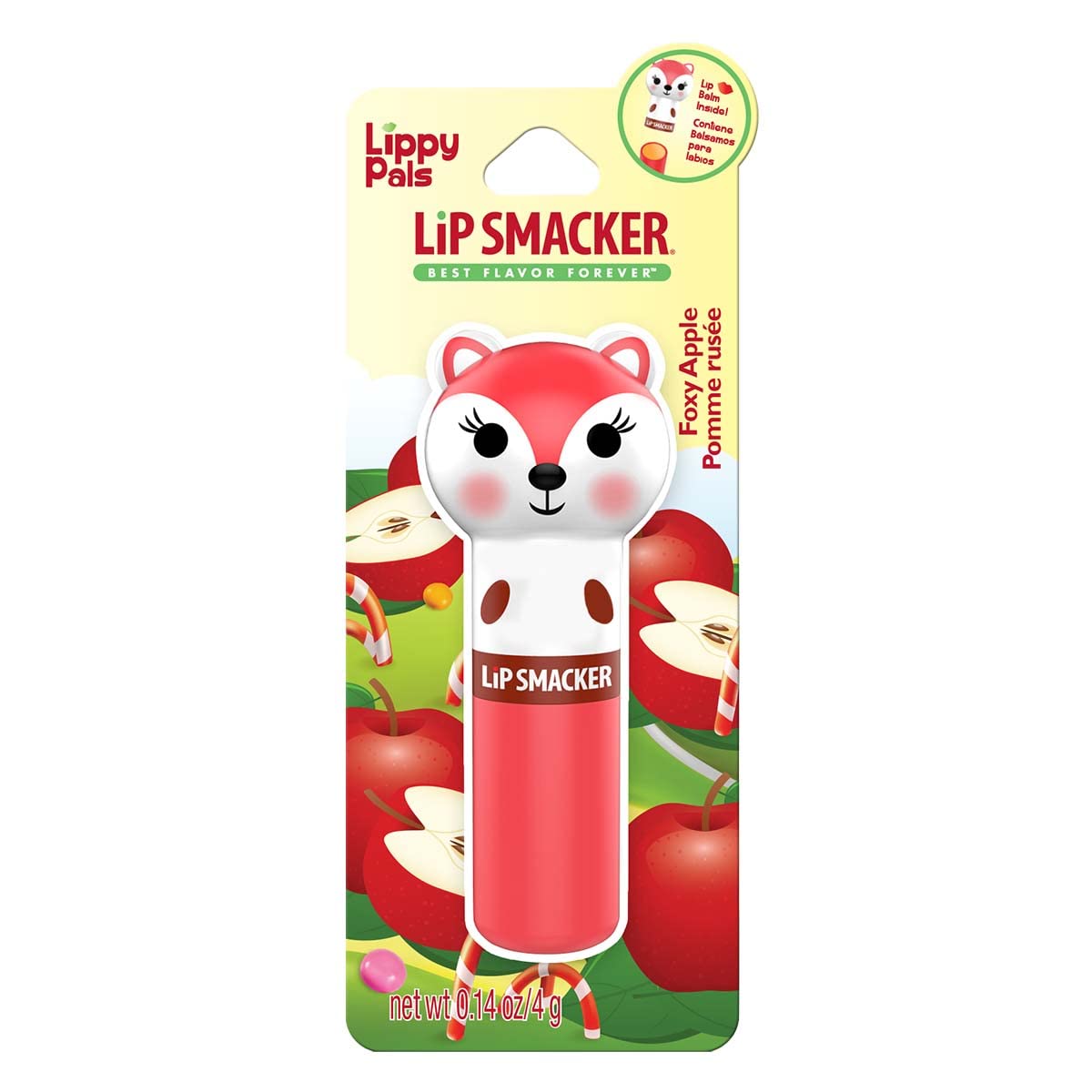Lip Smacker Lippy Pal Fox Lip Balm Clear Matte Finish, Foxy Apple Flavored, Moisturizing, For Kids