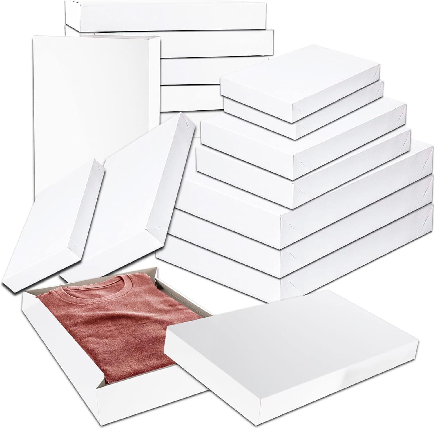 Crenstone White Gift Boxes for Presents Set - 20 Pack Shirt Boxes with Lids Bulk Set for Wrapping Presents for Christmas, Holidays, Birthdays, More | Gift Boxes Assorted Sizes