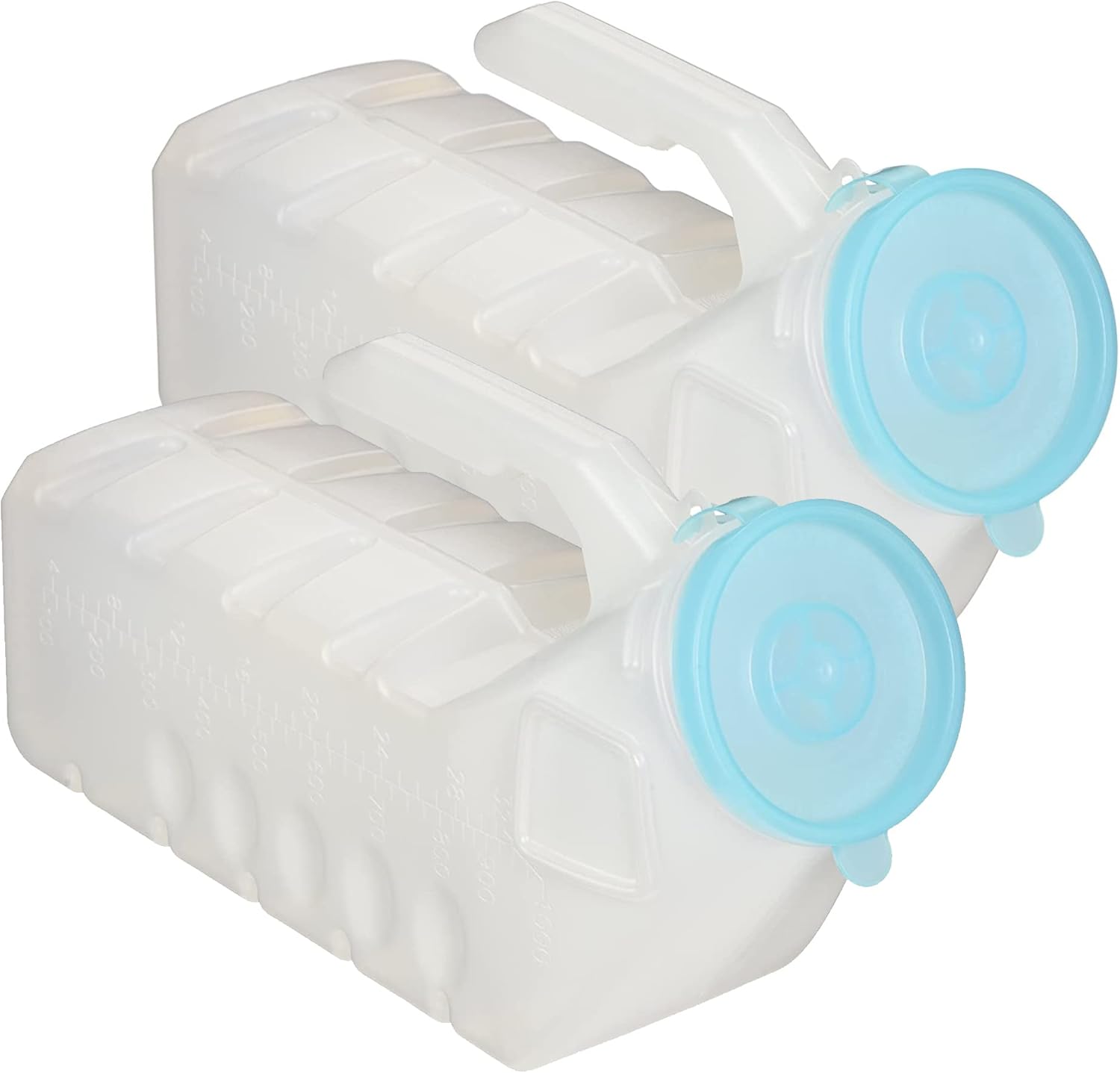MedVance- Urinals for Men 1000ml with Glow in The Dark Spill Proof Pop Cap Lid, Plastic Pee Bottles for Men, Male Urinals, Pee Container Men, Portable Urinal for Car, Elderly & Incontinence (2 Pack)