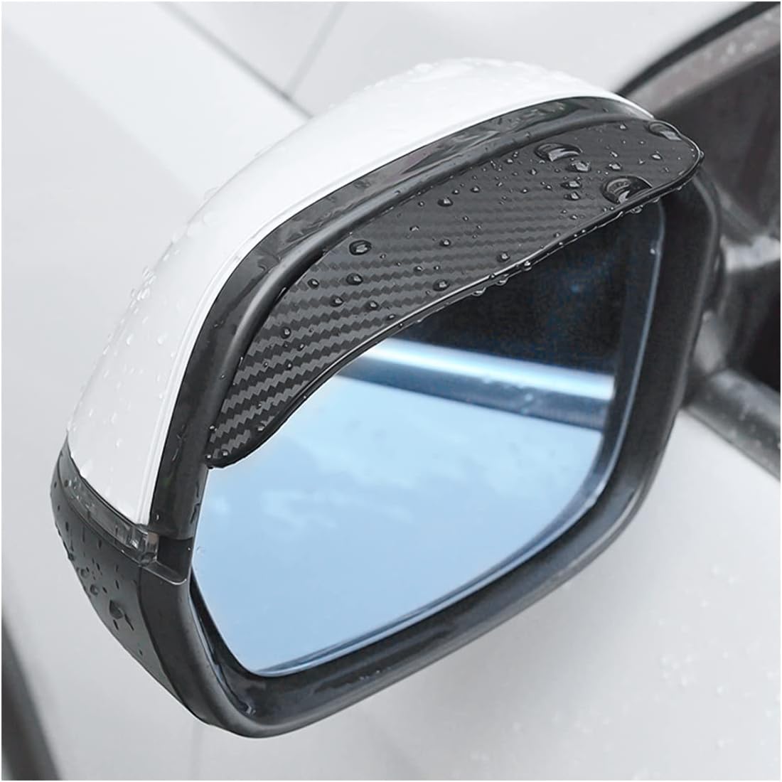 Blilo 2PCS Smoke Visor Guards for Car Side Mirrors - Waterproof Carbon Fiber Auto Rain Eyebrows for Cars, Trucks and SUVs - Universal Fit (Black)