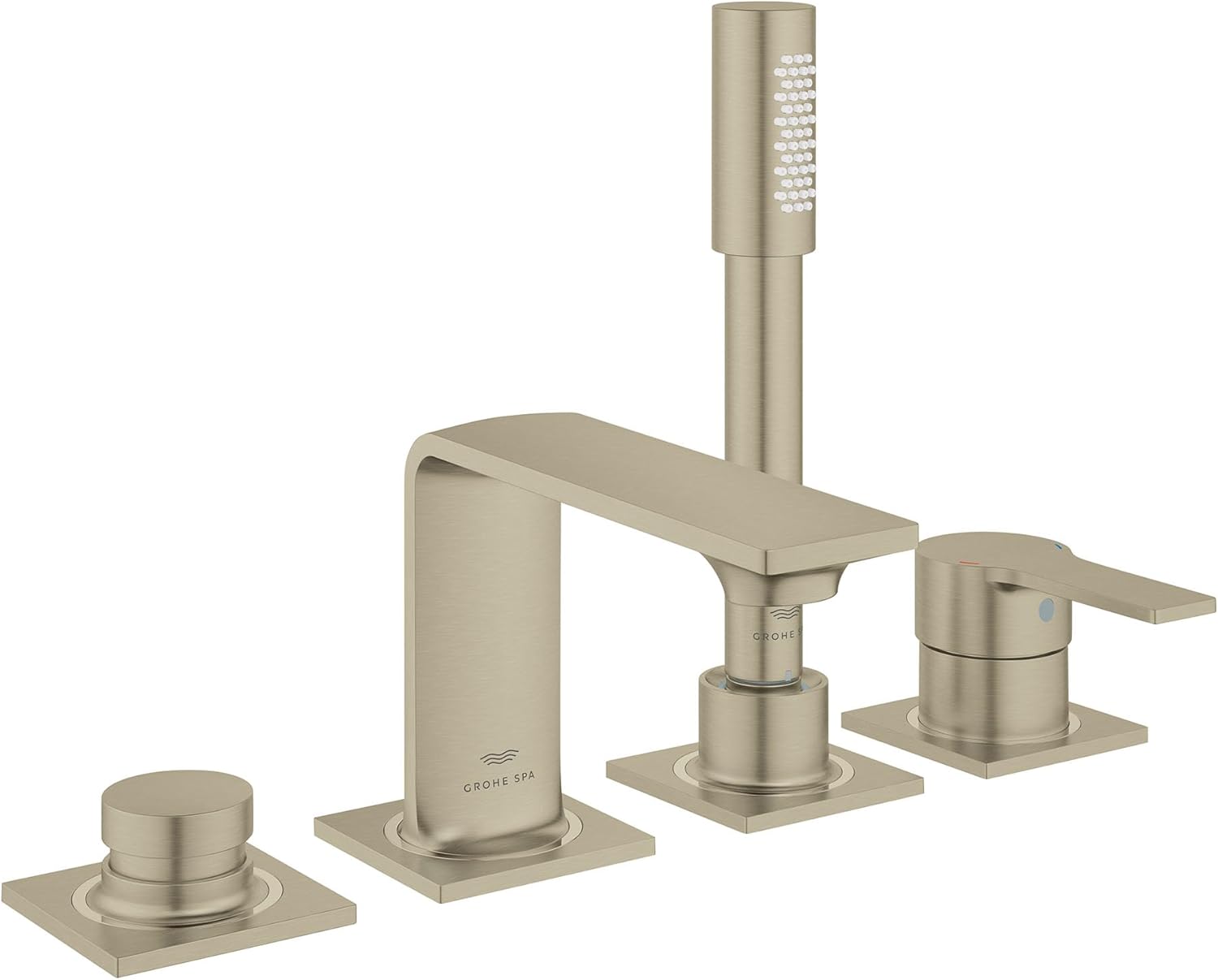 Grohe: 19316EN1 - Allure 4-Hole Single-Handle Deck Mount Roman Tub Faucet with 1.75 GPM Hand Shower - Brushed Nickel