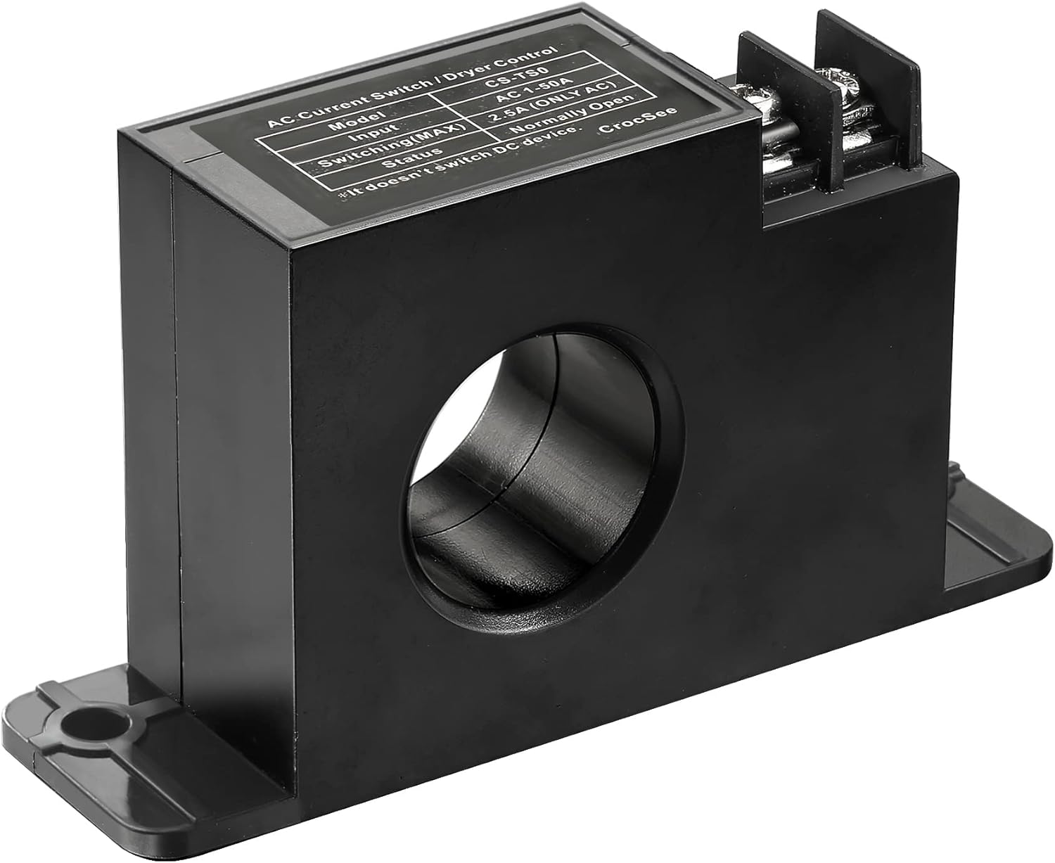 CrocSee Miniature Current Switch, CS-TS0, Normally Open Amp Sensor Monitoring Relay, AC 1-50A Detectable