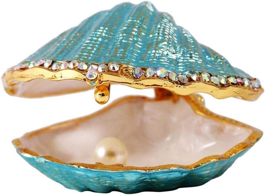 H&D HYALINE & DORA Metal Glass Trinket Box Ring Holder Small Seashell Figurine Collectible Table Centerpiece (pearl mussel)