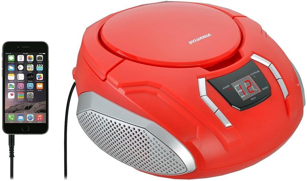Proscan Elite Portable CD Boombox with AM/FM Radio - Red