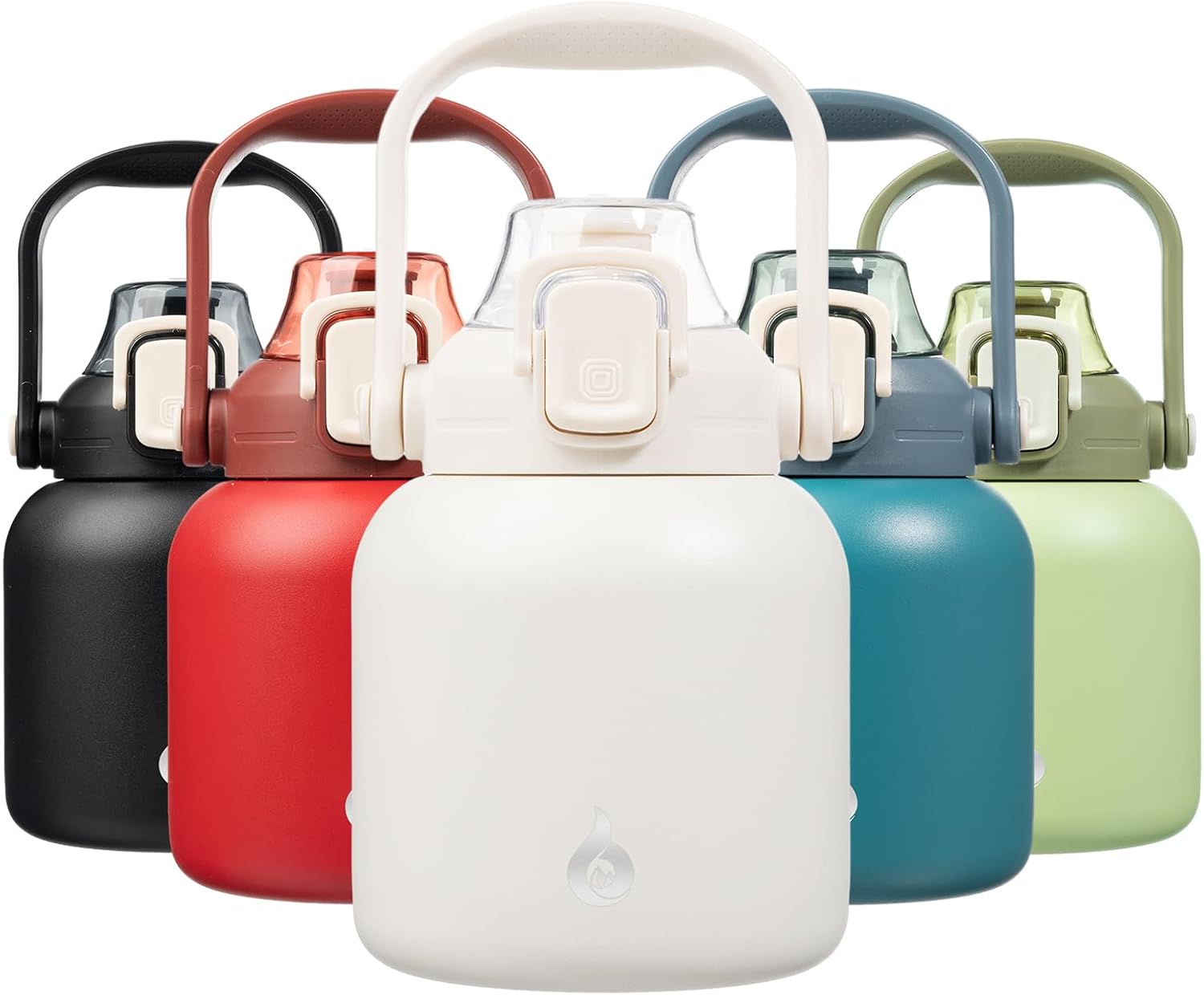 BJPKPK Insulated Water Bottles with Straw, 27 oz Cute Water Bottles with Handle, BPA Free Stainless Steel Metal Thermos, Easy Carry Thermos for Men & Women, White