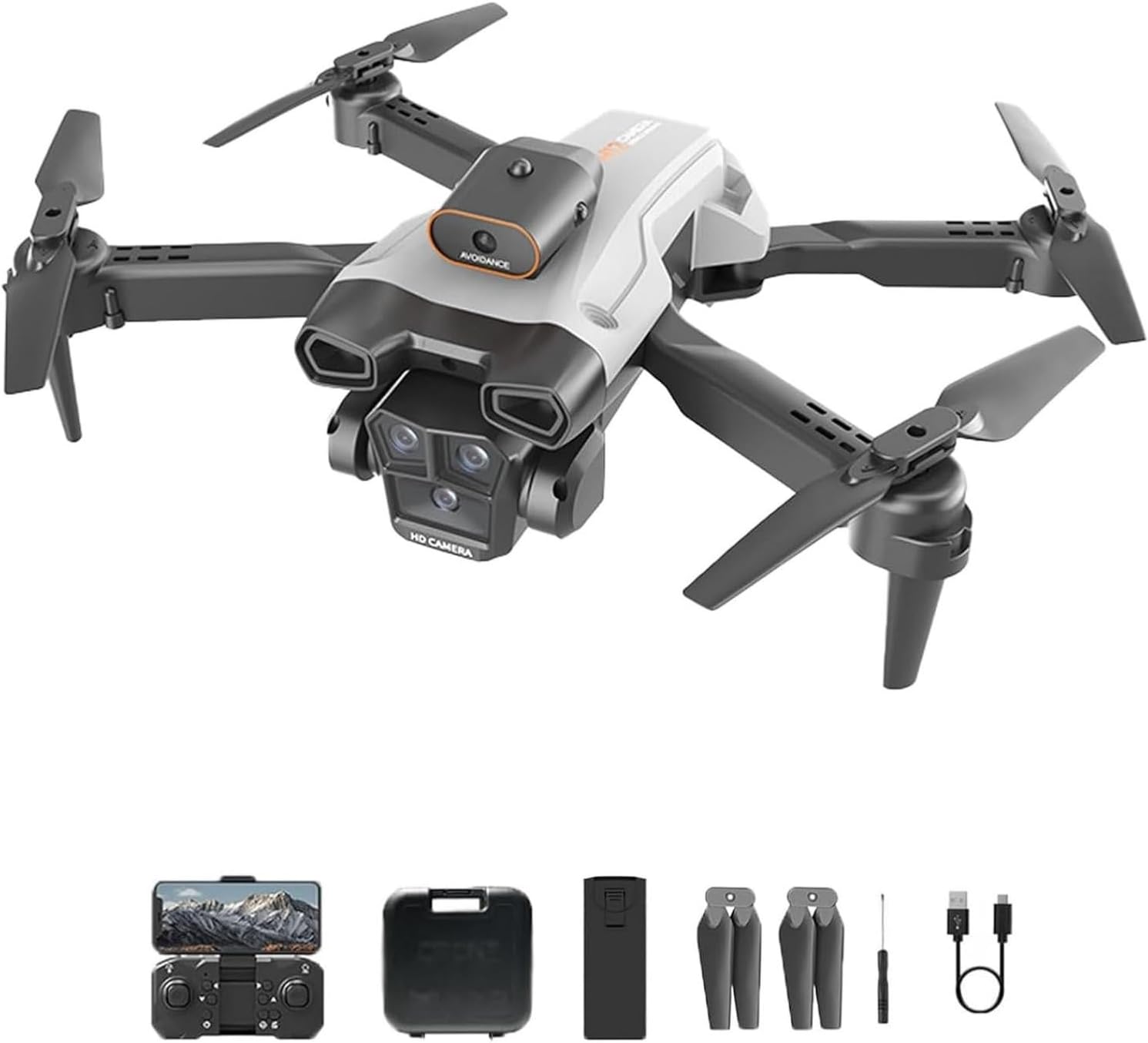 Triple Camera 8k Drone 2025, RC Quadcopters & Multirotors Foldable Intelligent Obstacle Avoidance Drone, 3-Axis Gimbal Stabilization Transmission