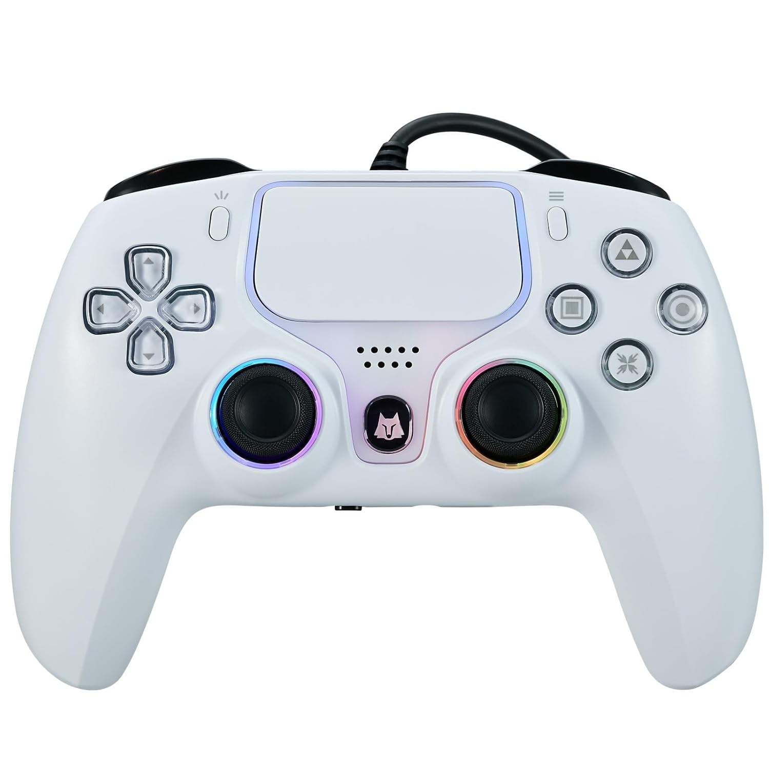 NBCP Wired PS5 Controller - Gaming Controller for PlayStation 5, PS4, PC/Steam, Turbo & Linear Hall-effect Trigger, Dual Vibration, 3.5mm Audio Jack - White