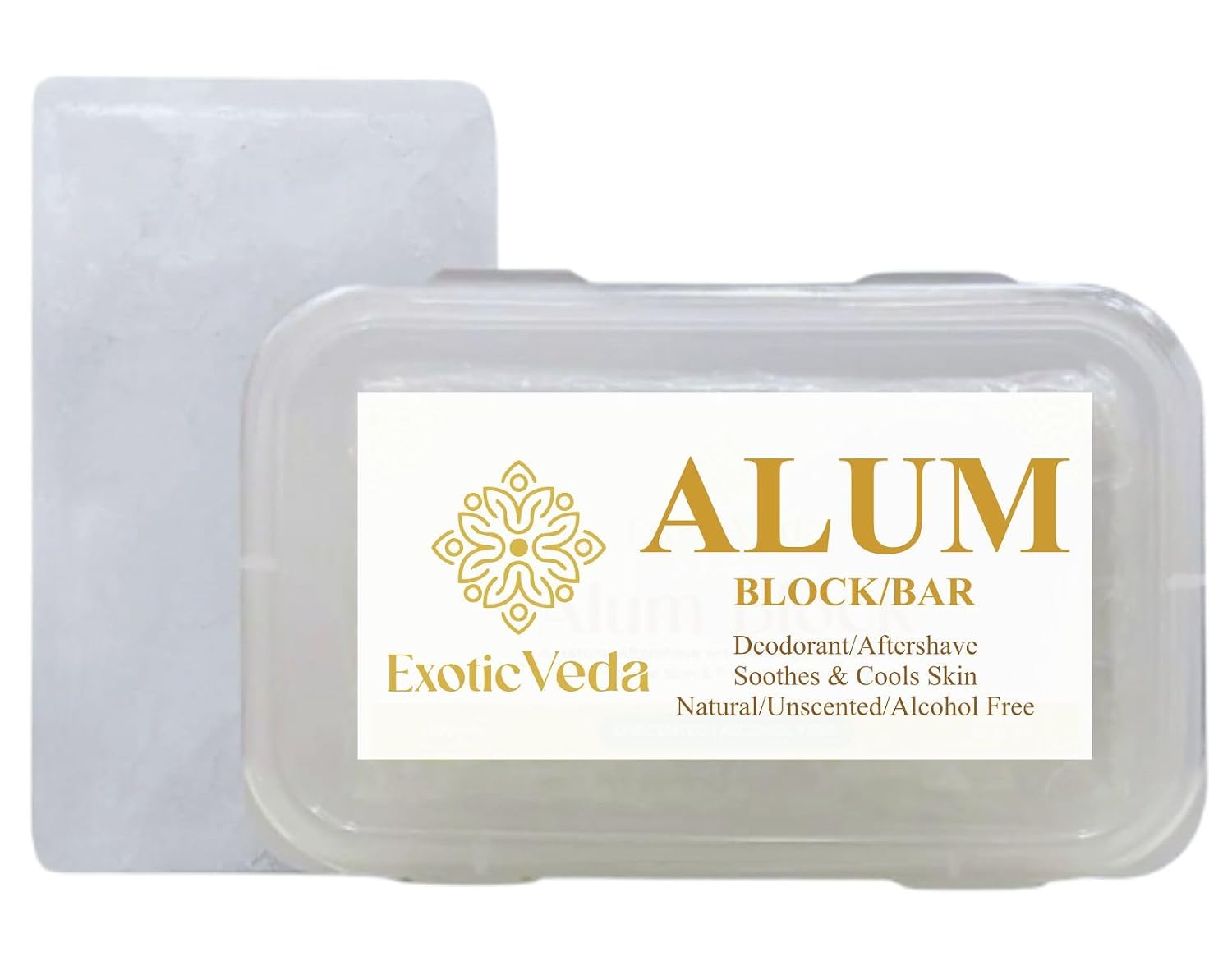 Piedra de Alumbre Alum Stone 100% Pure Alum Block – Potassium Alum Crystal Stone | Natural, Unscented Deodorant & Aftershave Soothes Razor Burn, Stops Bleeding, Non-Staining, Alcohol-Free