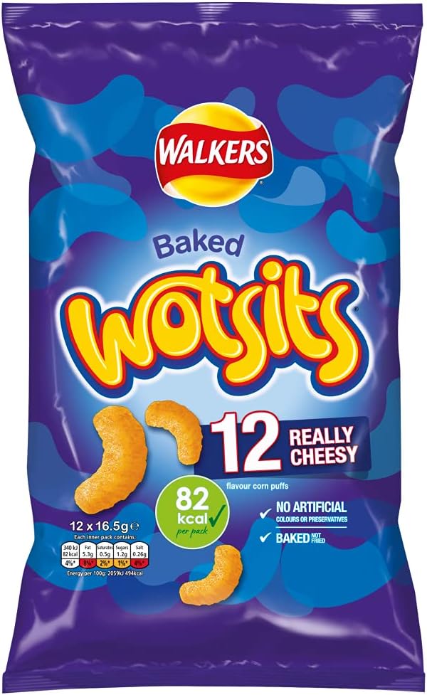 Walkers Wotsits Really Cheesy Multipack Snacks Crisps 12x16.5g