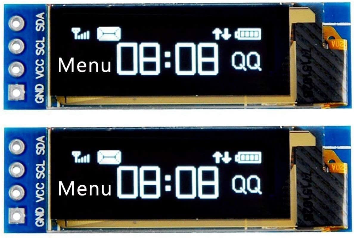 Fasizi 2Pcs I2C OLED Display Module 0.91 Inch I2C OLED Screen Driver DC 3.3V~5V for Arduino - White font