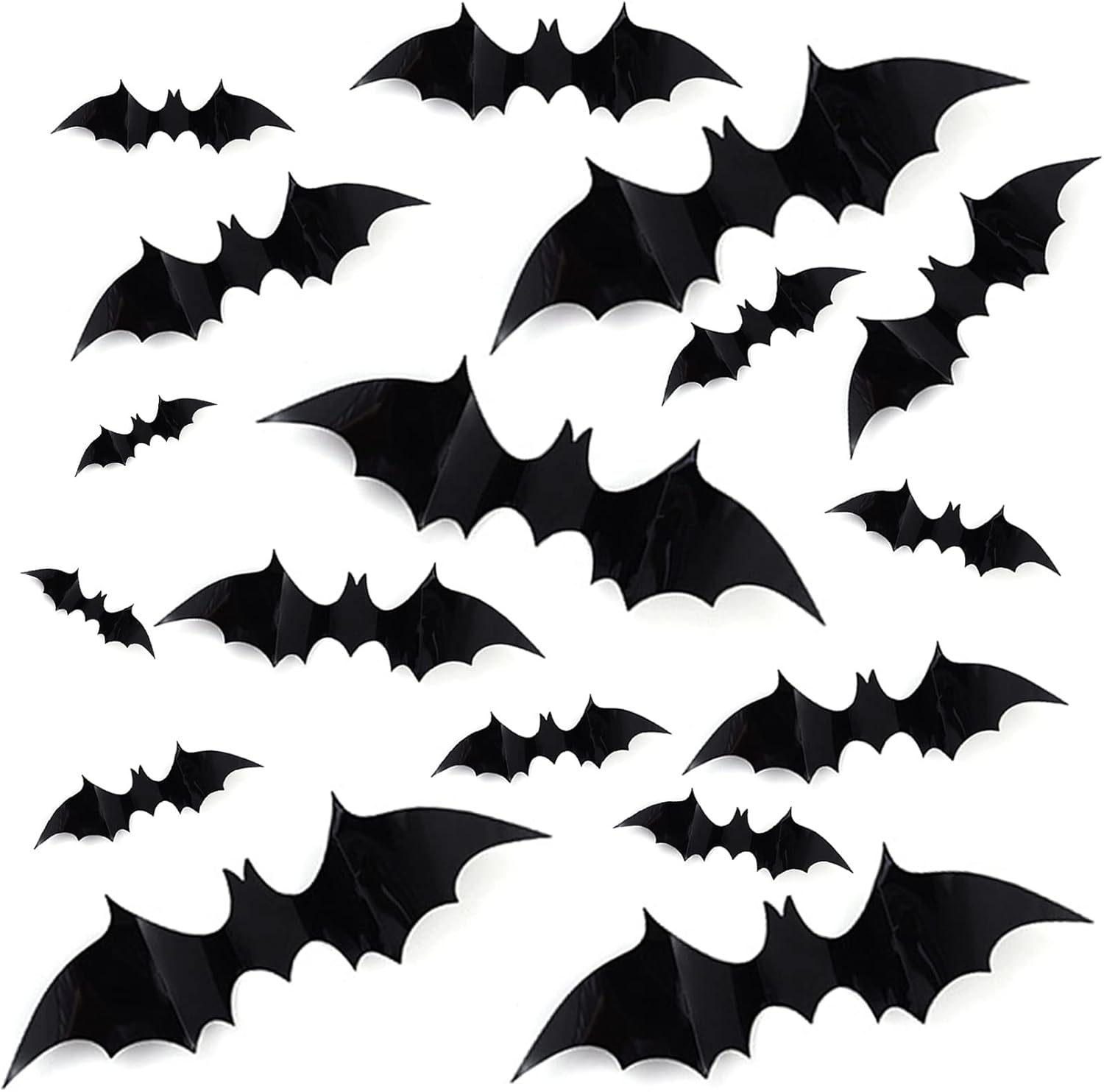 DIY Halloween Party Supplies PVC 3D Decorative Scary Bats Wall Decal Wall Sticker, Halloween Eve Decor Home Window Decoration Set, 28pcs, Black