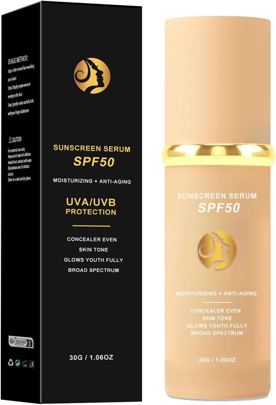 4 in 1 Foundation Liquid - Concealer and Moisturizer - Sunscreen Serum SPF50 - Color Changing Foundation Light Spectrum - UVA/UVB Protection, Hydrating & LongLasting