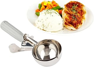 Restaurantware-Met Lux 4 Ounce Portion Scoop, 1 Trigger Release Cookie Scoop - With Gray Handle, Stainless Steel Disher, For Portion Control, Scoop Cookie Dough, Cupcake Batter, Or Ice Cream
