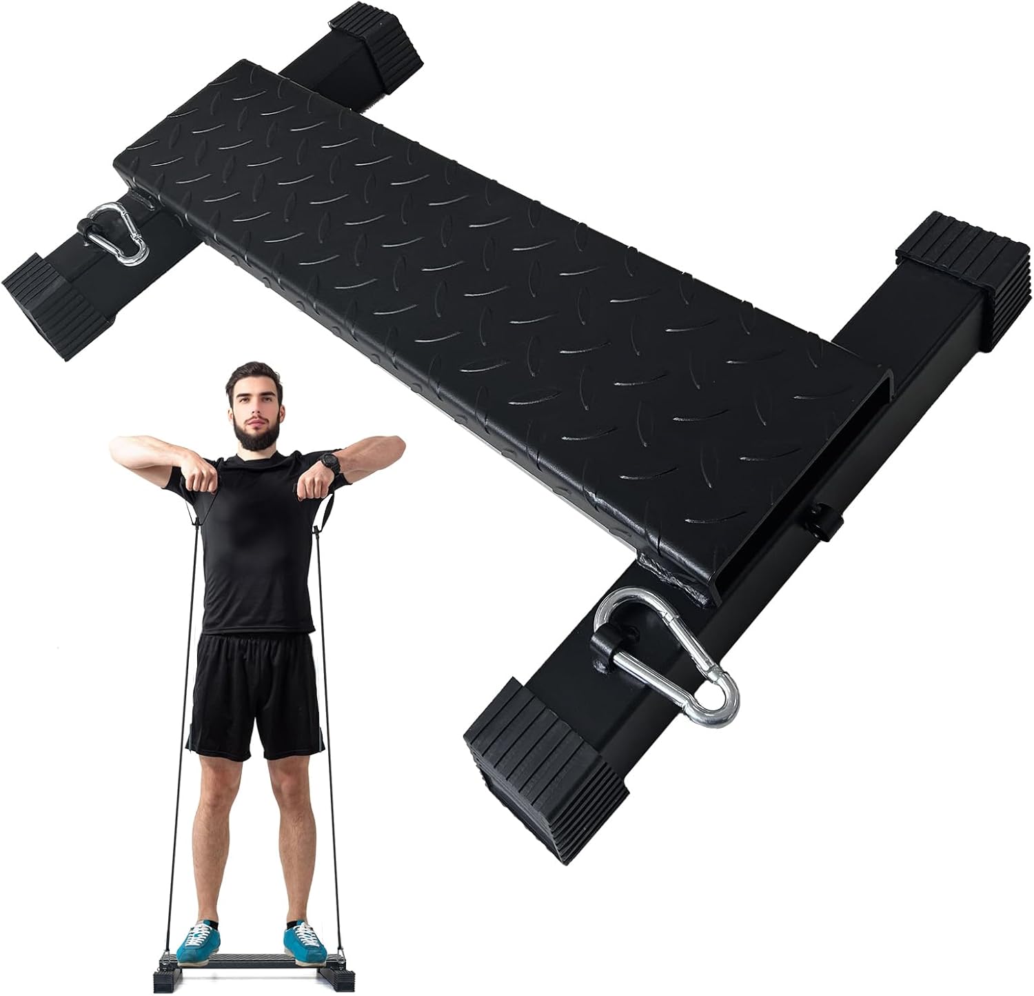 Multifunctional Steel Calf Raise Bar, Wide Standing Calf Raise Block for Calves Stretching, Foot Stretch Platform, Anti-Slip Squat Machine for Home Gym Workout