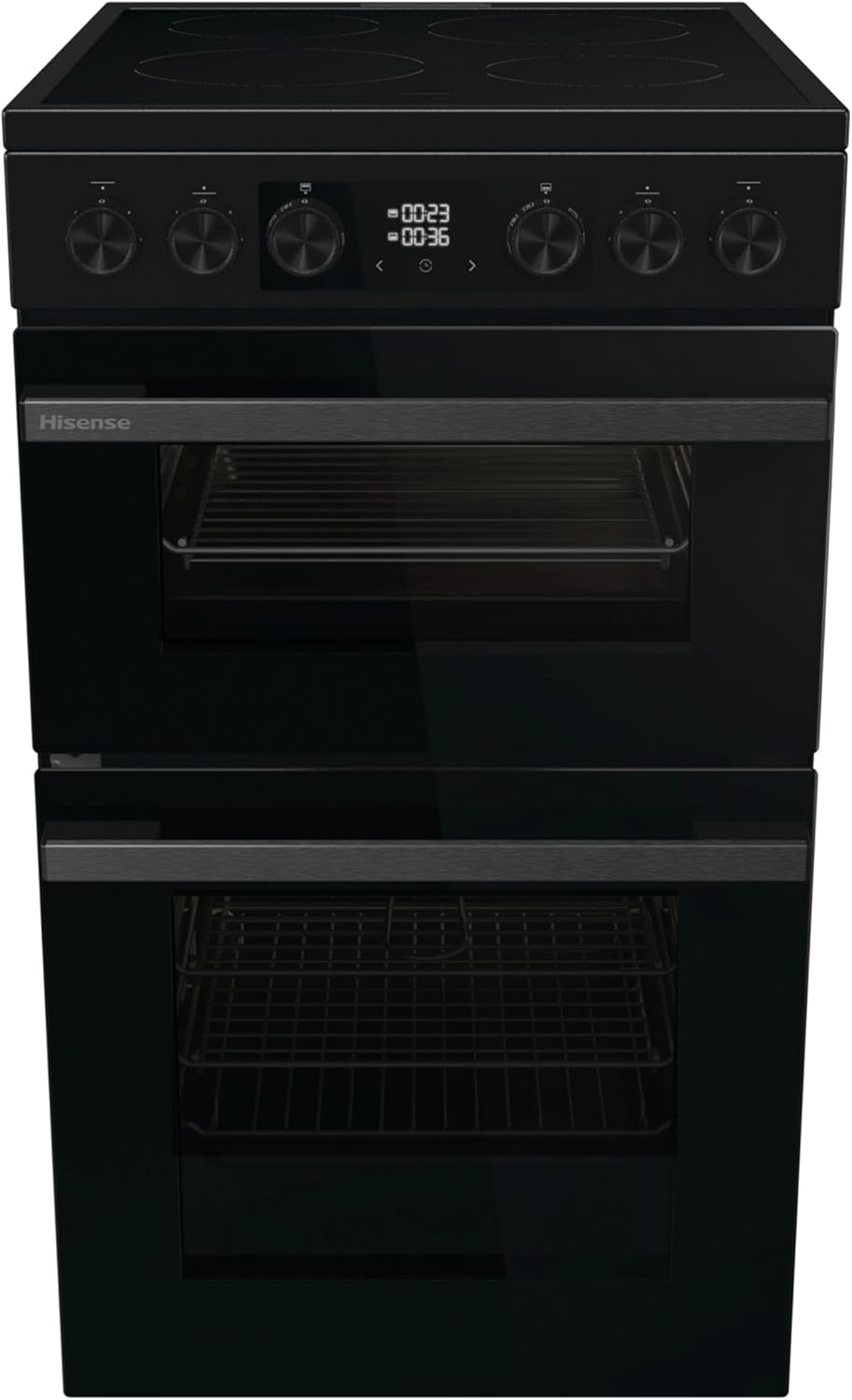 Hisense HDCEC5C10B Freestanding Ceramic Electric Cooker with Double Oven 69/43 Litres - Black, A Rated Double Oven [Energy Class A]