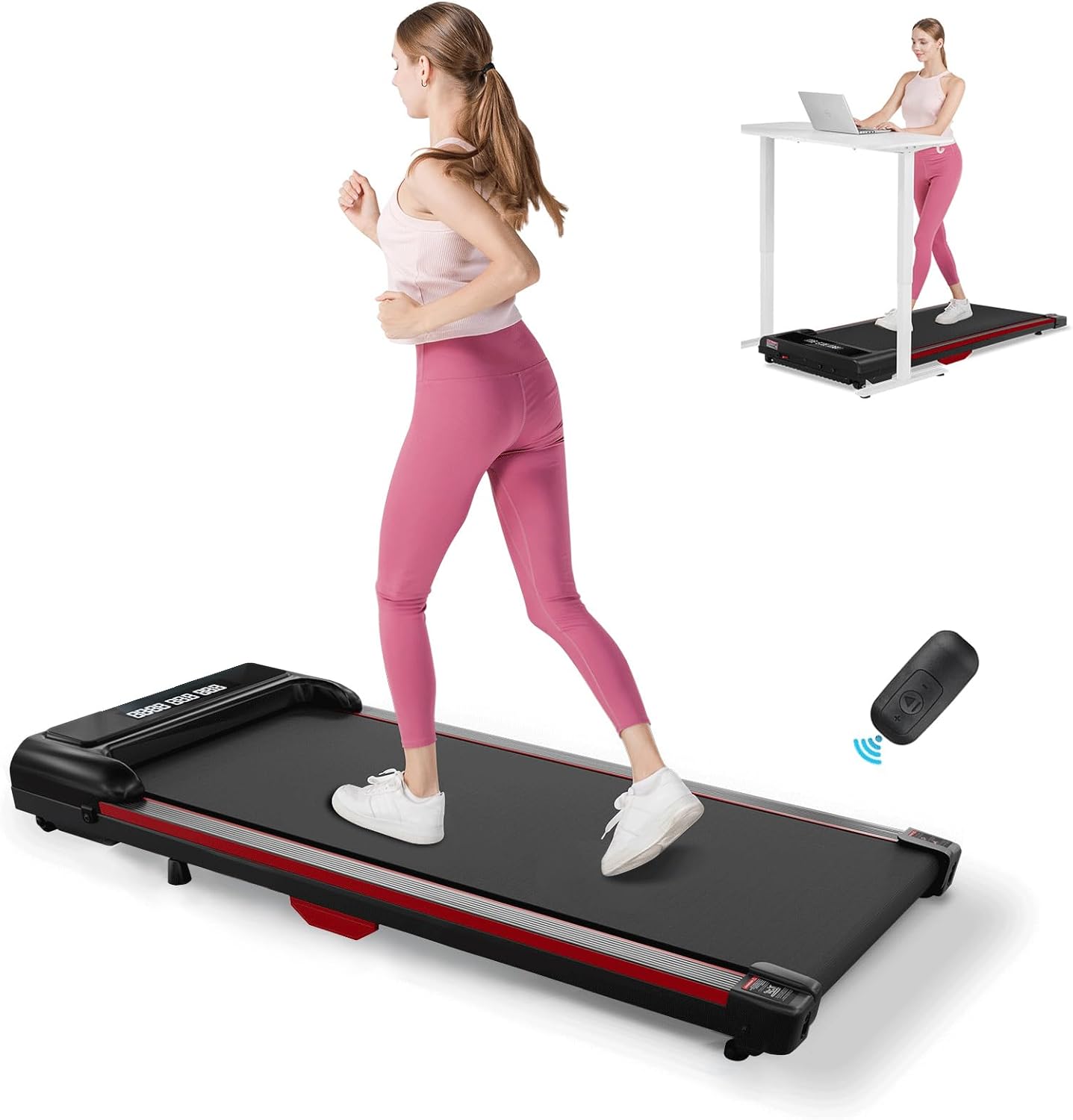 GORISE Walking Pad, Under Desk Treadmills for Home, Walking Pad with Incline, Treadmills with Remote Control APP LED Display, 3 in 1 Portable Walking Treadmill, Shock Absorption Design