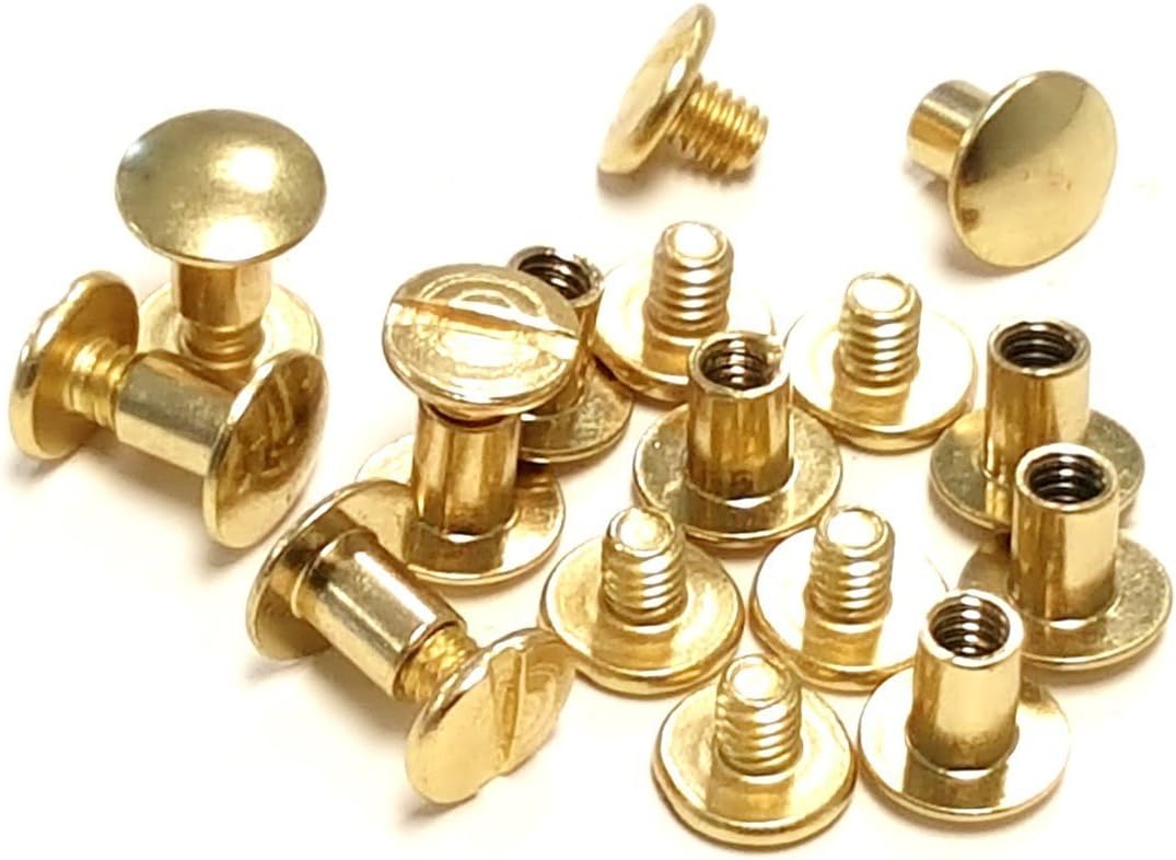 10 Pack of 1/4" Solid Brass Chicago Screw Fasteners