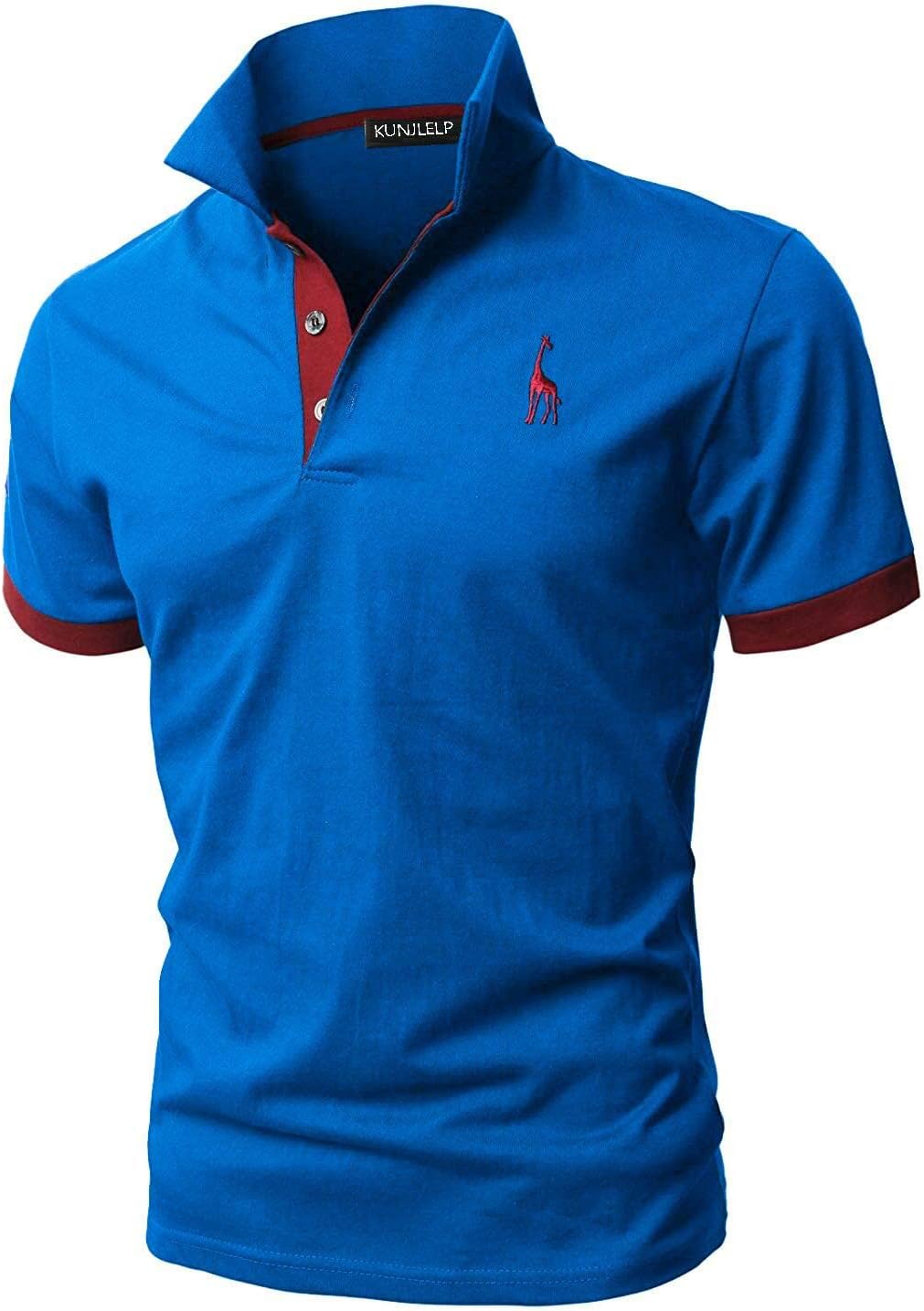 KUNJLELP Men's Regular-Fit Cotton Pique Polo Shirt Short Sleeve Golf Polos