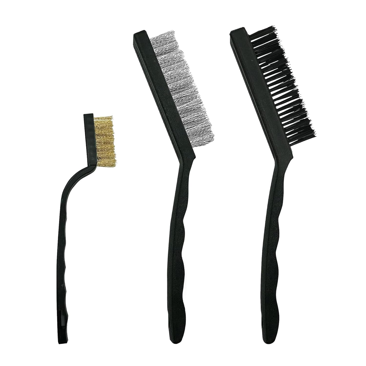 Pack of 3 Steel Nylon & Copper Wire Brush Cleaning Paint Metal Rust Remover Brushes (Pack of 3X Steel Wire Brush)