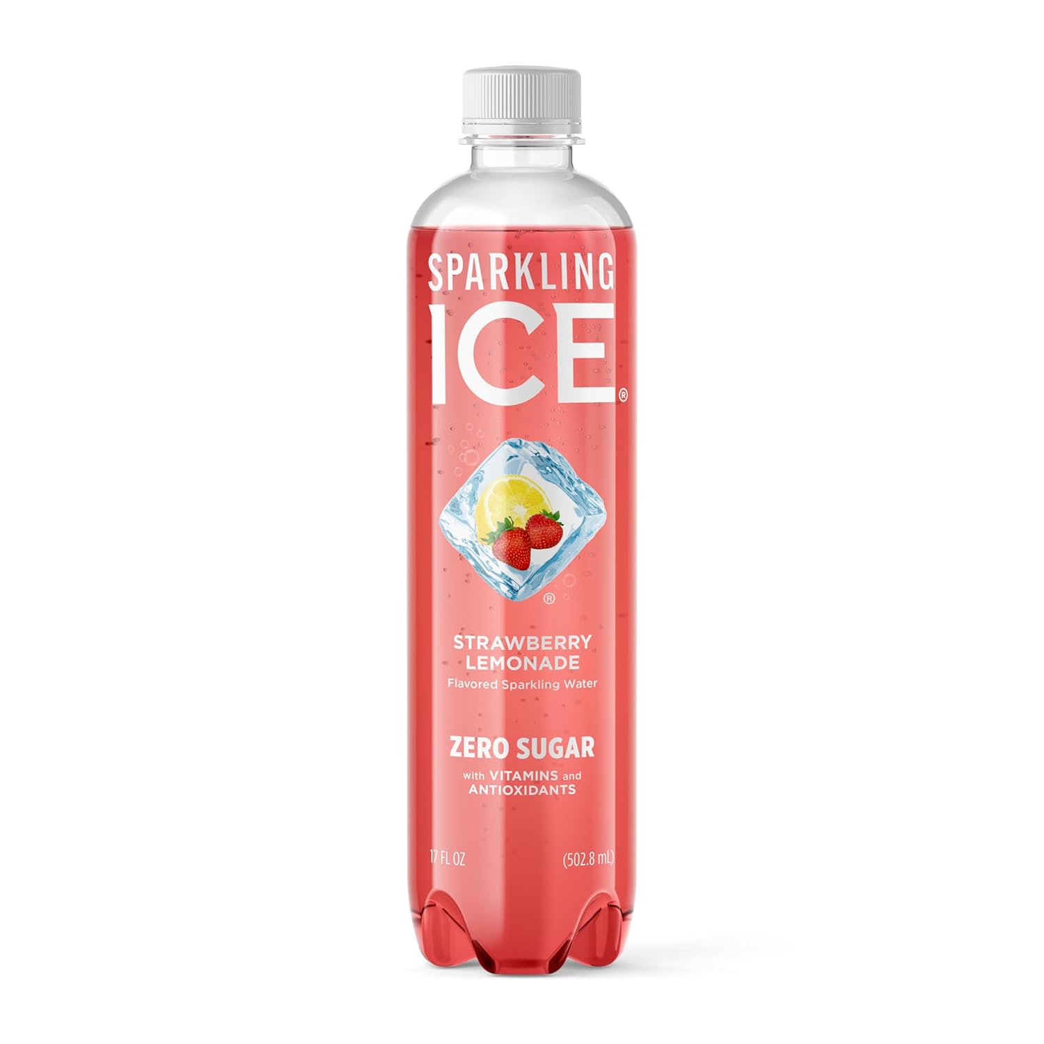 Sparkling Ice, Strawberry Lemonade Sparkling Water, Zero Sugar Flavored Water, with Antioxidants and Vitamins, 17 fl oz Bottle
