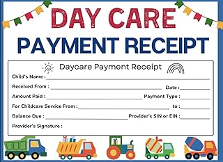 Daycare Payment Receipts: Receipt Book for Child Care Services, Preschool Center, Home Daycares and Babysitting Business
