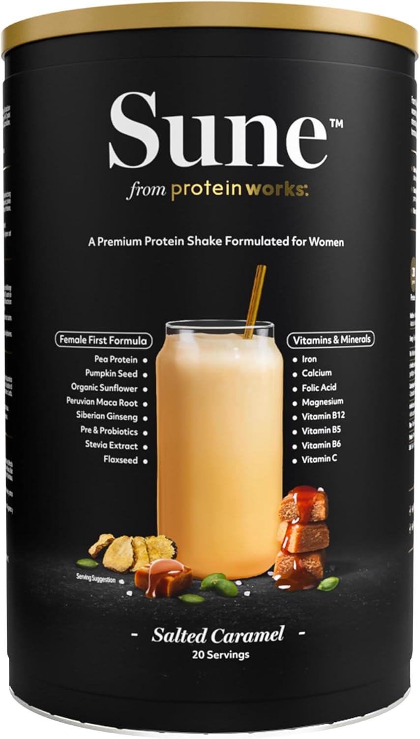 Protein Works - Sune - Protein Shake Formulated for Women - 600g - 20g Vegan Protein with Added Nutrients - Soy Free, Naturally Low in Caffeine - Salted Caramel