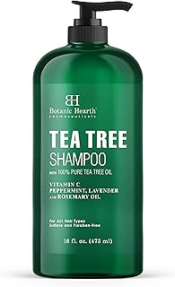 Botanic Hearth Tea Tree Shampoo, Vitamin C, Peppermint, Lavender and Rosemary Oil, Fights Dandruff and Dry Scalp, 16 fl oz