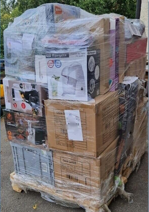 Returns Pallets for Sale UK,4-35 pieces assortment containing unsold surplus appliances in 2025 mk9