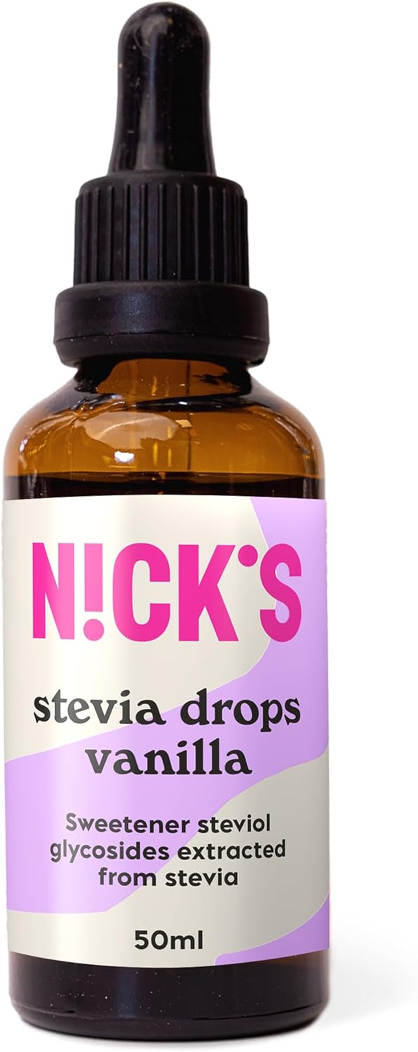 NICKS Stevia Drops (50ml) Natural Sugar Free Zero Calorie Liquid Keto Sweetener Gluten Free Low Carb Sugar Substitute Alternative (50 ml (Pack of 1), Vanilla)