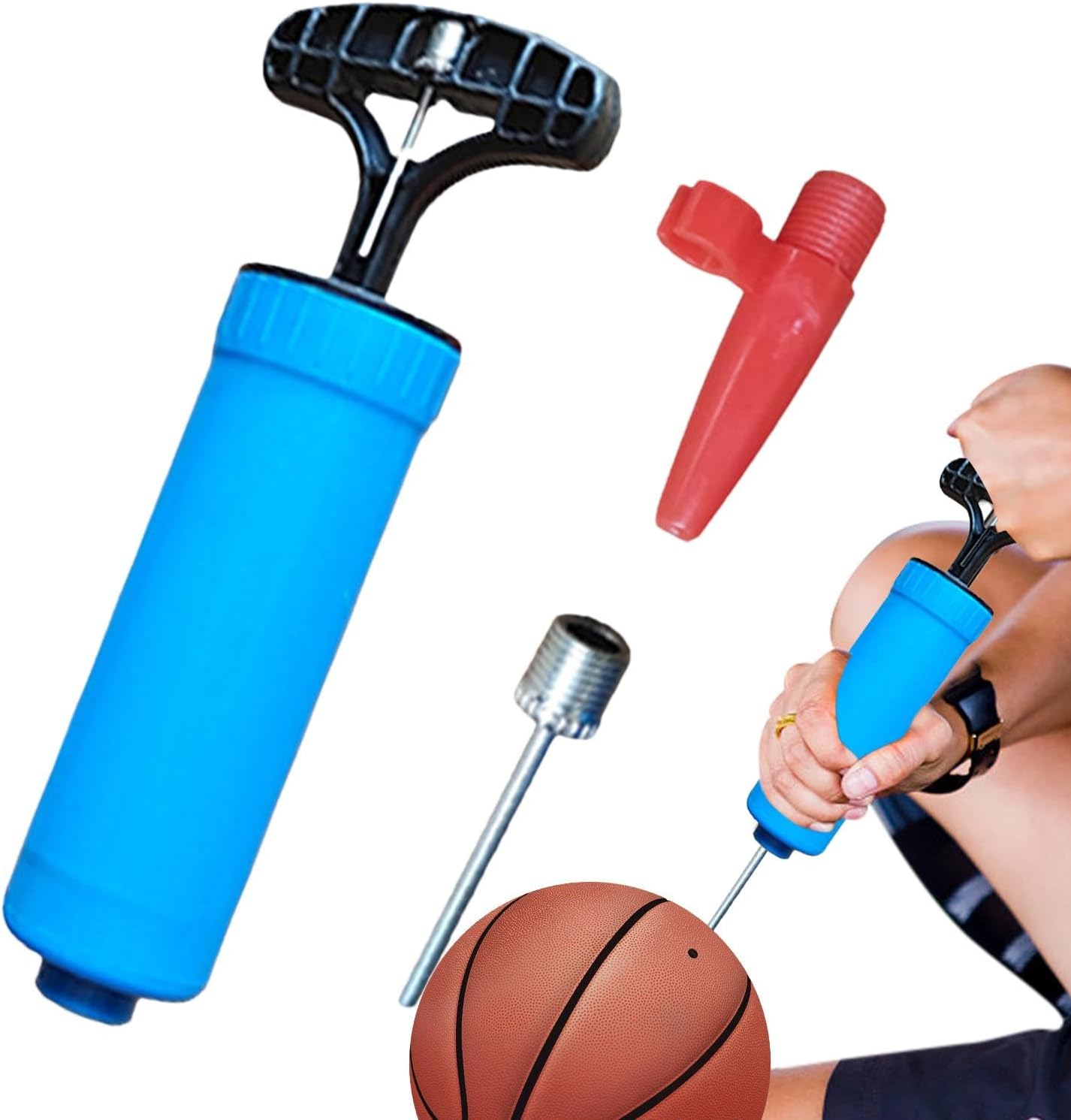 Portable Air Pump Ball, Ball Pump For Sports Balls, Manual Air Pump Kit, Ball Pump Inflator Kit With Needle And Nozzle, Small Multipurpose Hand Pump For Football, Basketball, Soccer, Volleyball