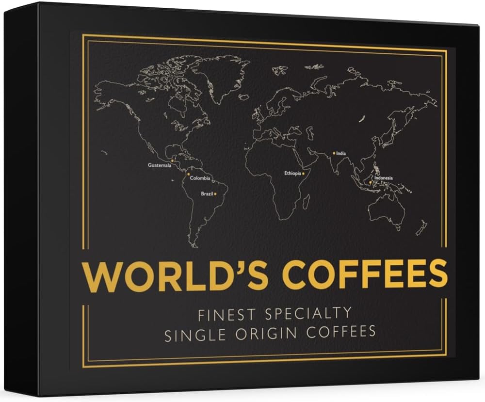 Black Vibes - Gourmet Ground Coffee Gift Set - WORLD'S COFFEES | Ground Coffee 300g (6x50g) | 6 Finest Single Origin | Hamper Style Gift Idea for Him & Her