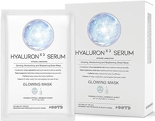 Triple Hyaluron Hydrating Mask for Dry and Sensitive Skin, Anti Aging, Tightening and Moisturizing, Korean Vegan Beauty, Hyaluronic Acid, Caffeine, Vitamin C 10EA
